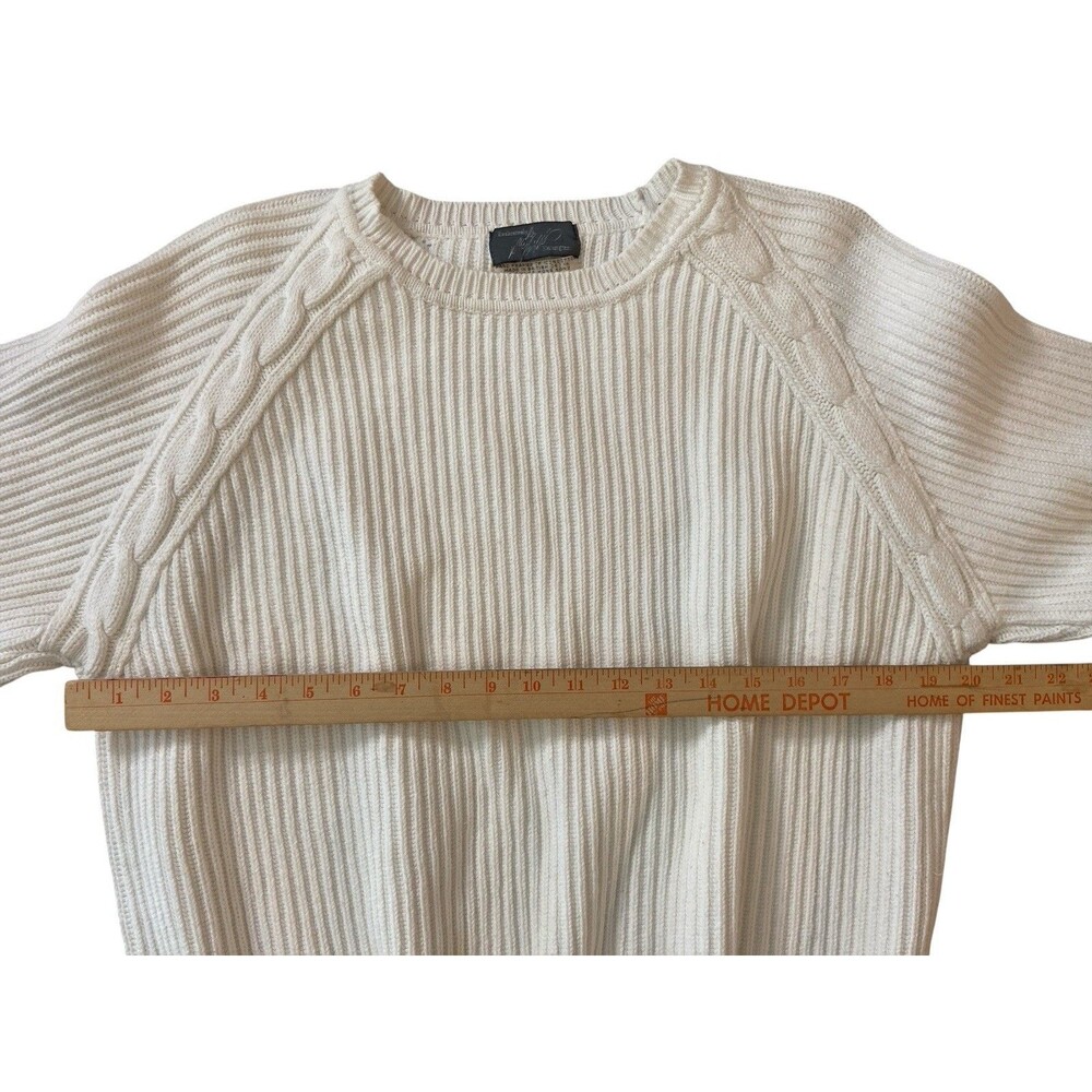 Vintage Lord & Taylor White Sweater L Hand-Framed 100% Cotton Woman’s Hong Kong‎ - Picture 7 of 9